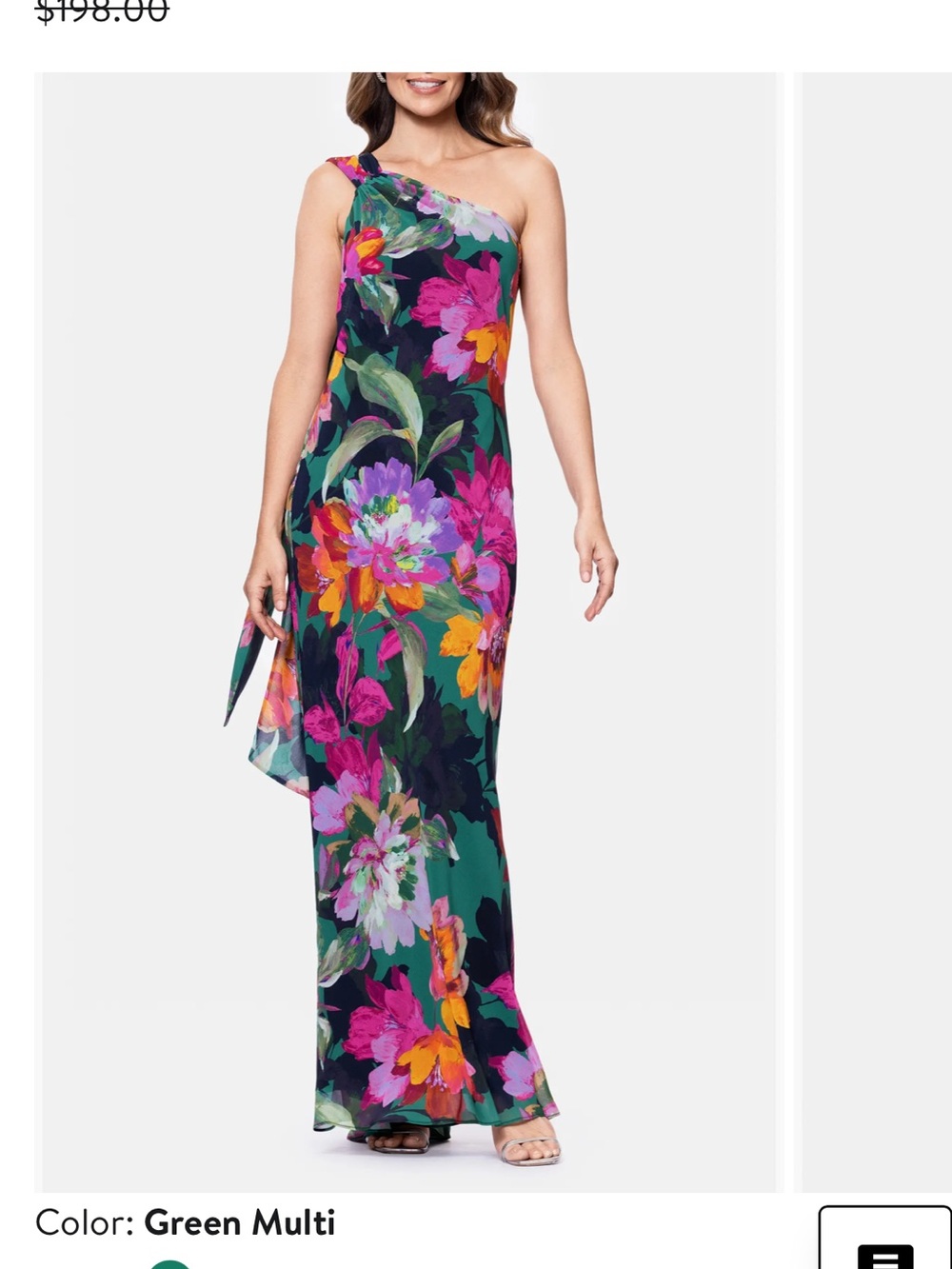 NWT Xscape Floral One-Shoulder Chiffon Gown size 6p